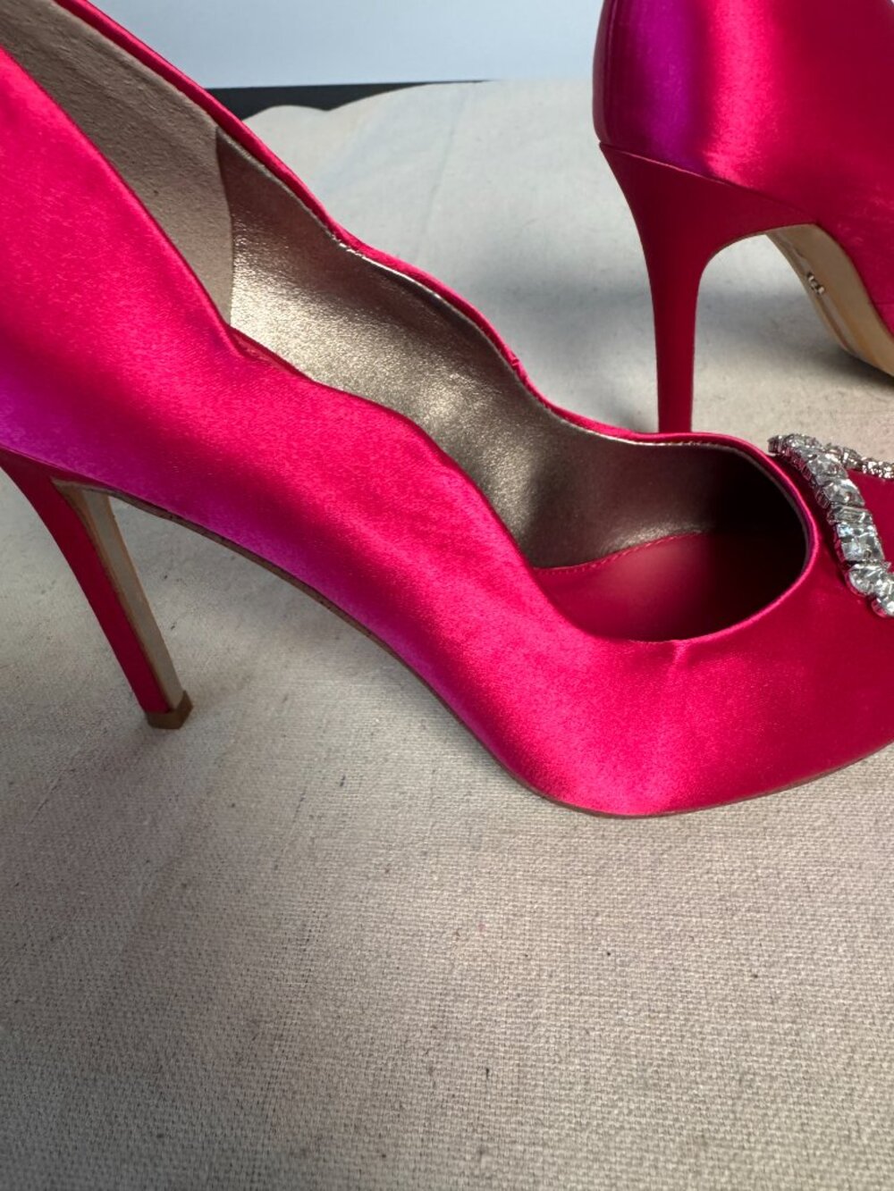 9 Sam Edelman Harriett Pink Fuchsia Pointed Toe Pump Heels Stiletto Rhinestone - Picture 8 of 16